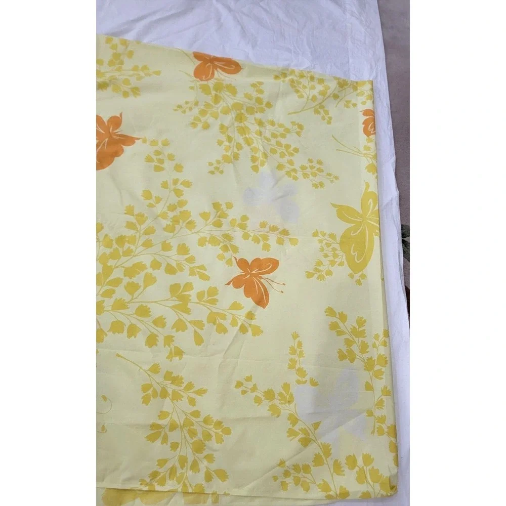 Vintage Twin Springmaid Wondercale No Iron Percale Yellow Butterfly Orange 70's